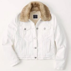 Abercrombie White Denim Shepa Lined Jean Jacket